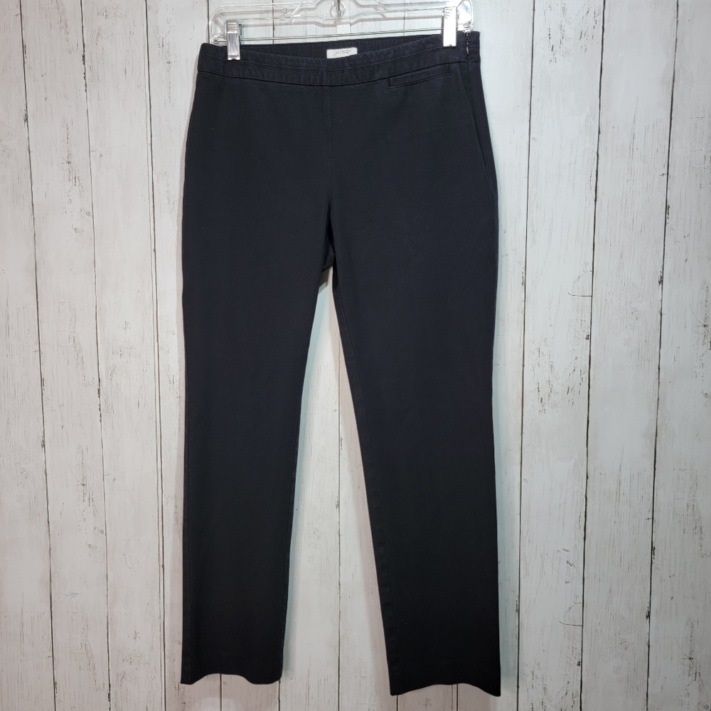 J. Jill Precision Stretch Womens Black Cotton Blend Side Straight Leg Zip Size 6